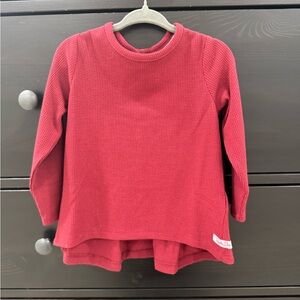 Ruffle Butts Waffle Knit Long Sleeve Maroon Bow Back Long Sleeve Top